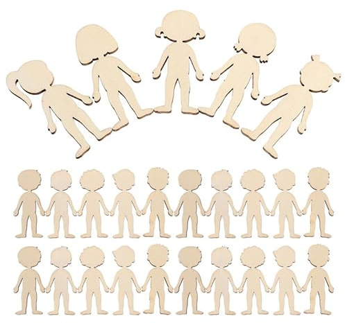 Tofficu 100pezzi Formine Ragazzo Ragazza Ragazza in Legno Naturale Per Lavoretti Creativi Bambina e Ragazzo Sagome Artigianali Non Finiti Per Attività Didattiche e Sviluppo Abilità Manuali