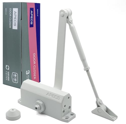 APECS Automatisk hydraulisk dörrstängare innerdörr och ytterdörr, breda dörrar upp till 95 cm vikt upp till 60 kg vit