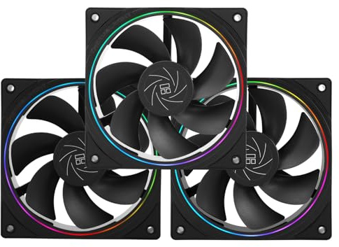 Thermalright TL-S12R X3 CPU Fan,Computer Case Cooler Fan, 12cm Desktop Cooling Fan, 4pin PWM Connector PC Fan with ARGB Aperture, 1500RPM Speed PC Cooler Reverse Fan(3 Packs,Black)