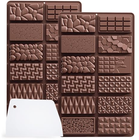 MPXEAVG 2 Pcs Schokoladenform Silikon, Silikon Schokoladenform Tafel, Dubai Schokolade, für Dubai-Pralinen, Energieriegel, mit Schaber