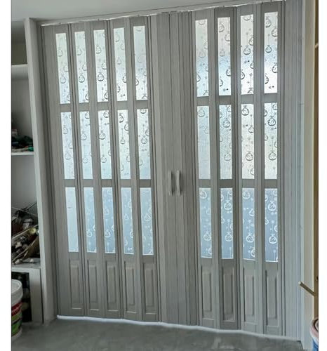 CHZDPP 75 80 85 90 95 inch Tall Accordion Door, Customizable PVC Bifold Doors for Office/Kitchen/Living Room, White Room Divider Sliding Door with Handles/Acrylic Glass/Screws(73x90in(185x229cm))