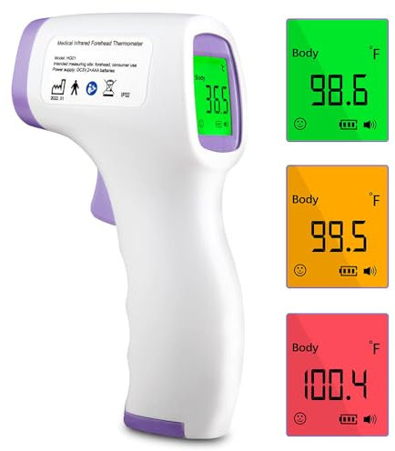 Thermomètre Frontal, DUPELEC Thermomètre Frontal Infrarouge avec Alerte Fièvre, Thermometre Digital Sans Contact avec Fonction Mémoire, °C/°F, Thermometre Frontal Bebe et Adulte