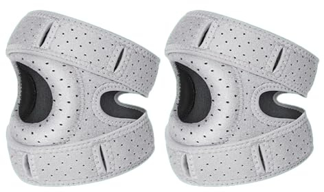 Ortho Patella Knieorthese, Verstellbarer Patellasehnen-Stützgurt, Knieorthesen zur Linderung von Knieschmerzen, 1 Paar, Ortho Patella Knieorthesen für Laufen, Tennis, Arthritis (Grau 2 Stück)