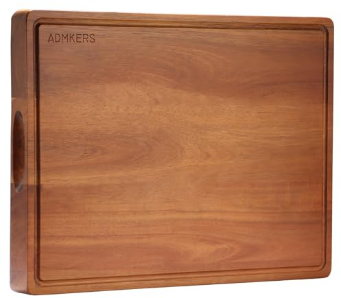 Extra Large Cutting Board, Wood Cutting Boards for Kitchen, Thick Chopping Board with Deep Juice Groove and Handles, Wooden Charcuterie Board for Meat, Turkey, fruit and cheese. (20x15x1 inch)
