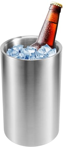 Pqahffowr Insulated - Enfriador de vino con aireador de vino, apto para de vino de 750 ml, mantiene fresco durante horas de acero inoxidable sin sudor