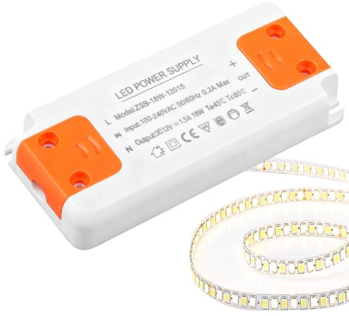 LED Trafo 12V Transformatoren Led Driver Transformator 18W Treiber Netzteil | 230V auf Konstantspannungs Treiber Kein LED-Flimmern Rauschen Niedervolttrafo Nicht Dimmbar für G4 GU5.3 MR11 MR16 LED Strips