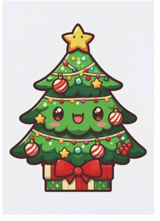 Azeeda 'Cute Laughing Christmas Tree' Temporary Tattoo - Water Resistant, Skin-Safe, Non-Toxic Transfer (TO00093387)