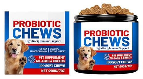 Dog Probiotic Chewable Tablets, Daily Wellness Support, 200g, Dog Digestive Support and Itchy Skin Relief Chew, Pet Diarrhea Gas Tr̄eatment Chews, Tasty and Rewarding, for All Breeds/Ages