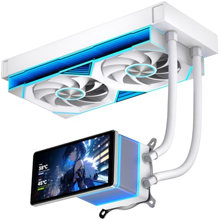 TZMRIT PF240 Aio vattenkylning 240 mm med 5,5 tum LCD magnetisk skärm, ALL-IN-One ARGB Infinity Mirror 2000RPM PWM , för AM4/AM5& Intel LGA1851/1700 (WH)