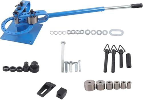 1-3 Tube Bender, Manual Pipe Bender Heavy Duty Tube Benders Bench Portable Flat Bar Rod Bending Tool Round Square Bar Metal Benders with 7 Dies for Building Industry House Decorating
