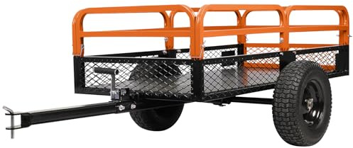 GarveeTech Multi-Purpose 1500LB Steel Dump Trailer - Heavy Duty ATV/UTV Utility Cart with Hand Pull & Foot Pedal Dump for Tractors, Lawn Mowers, Firewood, Garden & Farm Waste Hauling