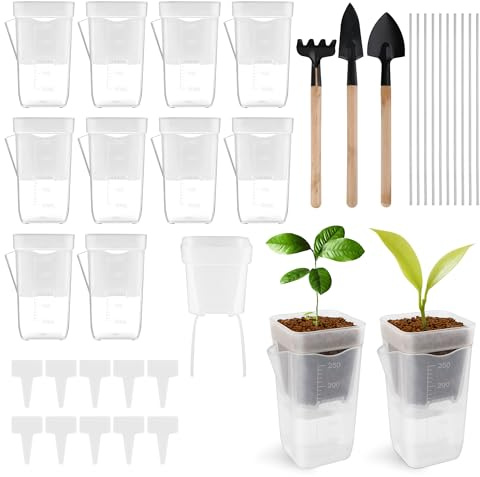 Windspeed 10P Mini Self Watering Pots, Small Self Watering Pots for Plants | with Inner Pot/ 3 Shovels/ 10 Labels