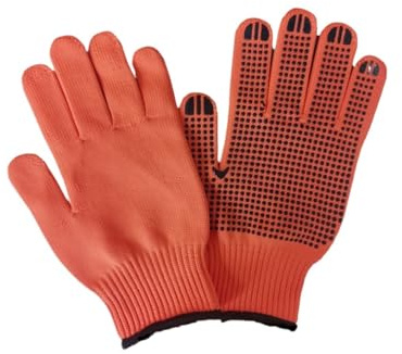 Generico Guanti da lavoro resistenti all'usura antiscivolo rivestiti in lattice di nylon oversize ispessito verde e arancione unisex(1 pair Orange)