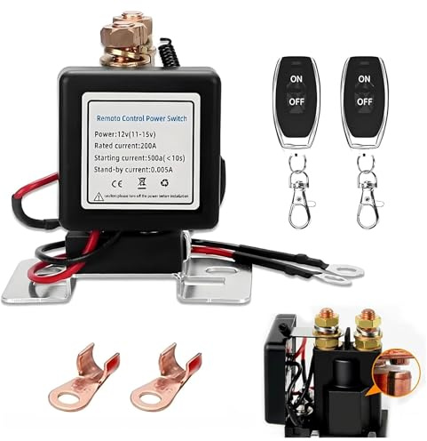 12V Wireless Remote Battery Disconnect Switch, Remote Control Relay Master Switch, Anti-Theft Battery Kill Switch for Car, RV, ATV, Truck, Classic Car, DIY Installation