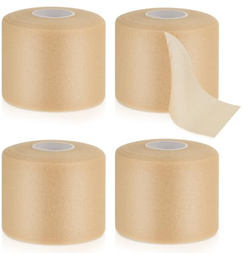 4 rollos de espuma de pre-envoltura, transpirable, 7,5 cm x 10 m, cinta interior para vendaje de cinta, ideal para muñecas, tobillos, pies, hipoalergénicas y sin látex