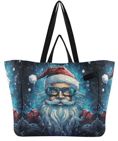 DDDIYEU Weihnachts Mann Schnee Weihnachten Wasserdichte Strandtasche,Reisetasche Einkaufstasche für Damen