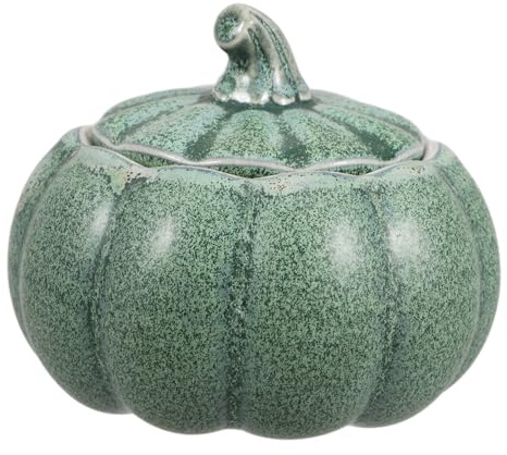 SHINEOFI Ciotola Superficie Liscia a Forma di Zucca da 150ml in Terracotta con Coperchio Verde Multiuso per Stufati e Preparazione di Budini in Cucina