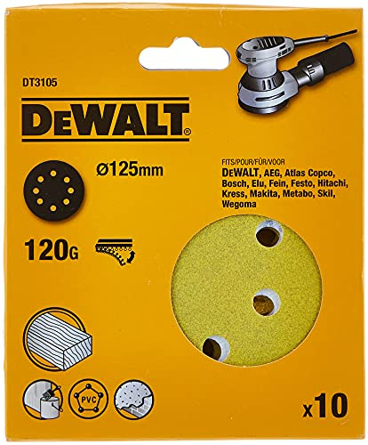 DEWALT Disques abrasifs 125mm grain 120 10 pièces DT3105-QZ