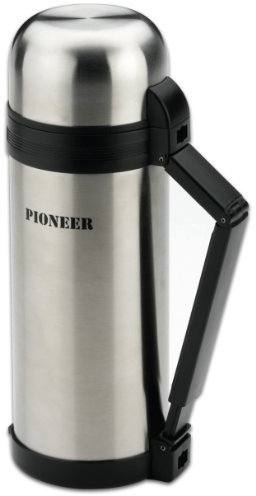 Pioneer Flasks SVP1500 Vacuum Insulated Leakproof Flask with 2 Cups and Retractable Handle, Stainless Steel, 1500ml / 1.5L