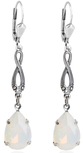 Jugendstil Ohrringe Kristalle Silber Vintage Lange Ohrhänger NOBEL SCHMUCK