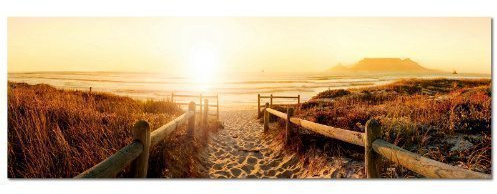 PANORAMA BILD 150x50cm (Strand Steg Meer Nordseestrand) Wandbilder Bilder EXKLUSIVES Fotowandbild auf Leinwand und Keilrahmen Bild Leinwandbild Fotodruck modern Zeitlos Stilvoll wie ein Gemälde