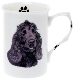 (BB22) SINGLE BONE CHINA BEAKER/ MUG/CUP Black Cocker Spaniel dog KIRSTY JAYNE CHINA