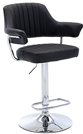 HNNHOME Modern Emper Padded Swivel Faux Leather Breakfast Kitchen Bar Stool Pub Barstool (Black)