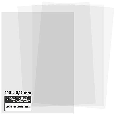 Film pochoir Senjo Color I 100 x DIN A4, 0,19mm I Film semi-transparent pour découpe au cutter, au laser, au stencilburner et au traceur I Film pour aérographe