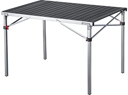 KingCamp Campingtisch klappbar Klapptisch mit Aluminiumrahmen Aufrollbare Tischplatte(107x70 cm) für 4-6 Personen Campingtisch faltbar mit Tragetasche belastbar bis 80 kg,Silber,L