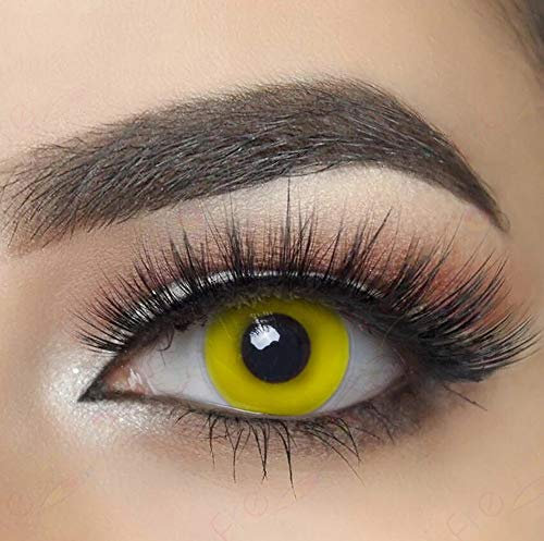 MYSA LENS® Lentilles De Contact De Couleur Fantaisie Crazy Lens Cosplay halloween Yeux Jaune Oeil Demon Yellow Out Etui 12 mois sans correction