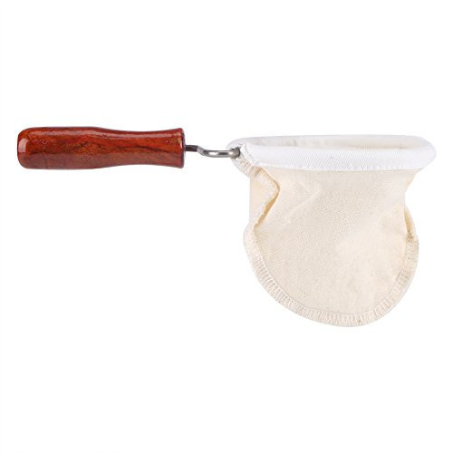 Filtre à café réutilisable et lavable en flanelle avec poignée en bois (petite taille)