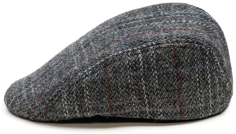 Sterkowski Norte | Harris Tweed Schirmmütze für Herren und Damen | Warm Flat Cap mit Einklappbaren Ohrenklappen