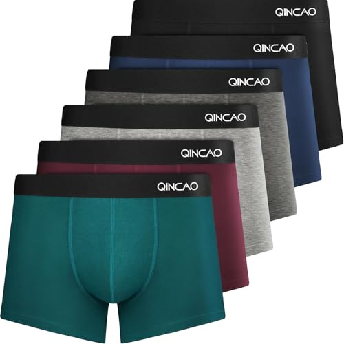 QINCAO - Boxer da Uomo, Confezione da 6 Pezzi, privi di Etichette Che graffiano, Biancheria Intima, Boxer in Cotone, Taglia: S - 4XL