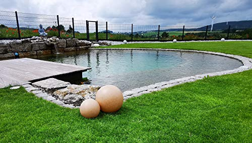Trango 2er Set 3400SB IP65 Gartenkugel 30/40cm Durchmesser in Sandstein-Optik Kugelleuchte inkl. je 1x 4 Watt E27 LED-Leuchtmittel & ca. 5 Meter IP44 Kabel, Gartenleuchte, Leuchtkugel, Gartenlampe