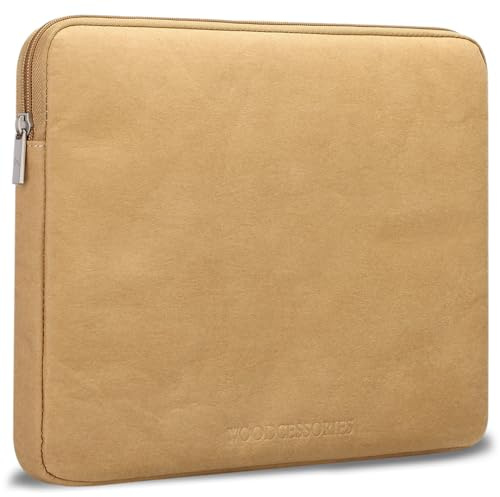 Woodcessories Laptophülle 13 Zoll Rundumschutz | Nachhaltige Laptoptasche wasserabweisend, Notebookhülle braun | Stoßfeste Schutzhülle - aus strapazierfähigem Kraftpapier