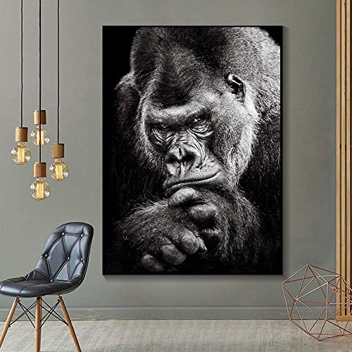 AJleil DIY Malen nach Zahlen Gorilla Art Picture Depressed malen nach Zahlen Pferde Geeignet für die Wohnzimmerdekoration für Kinder, Studenten und Erwachsene Anfänger50x70cm(Kein Rahmen)