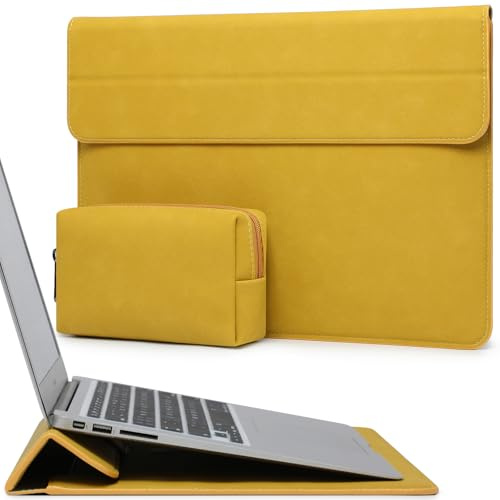 HYZUO 15-16 Zoll Laptoptasche Hülle mit Ständer, Olivgelb | für MacBook Pro 16 M5-M1 Pro/Max A3428 A3429 2026-2019, XPS 15, MacBook Pro 15 2015-2012, Samsung Galaxy Book Pro/Flex 15