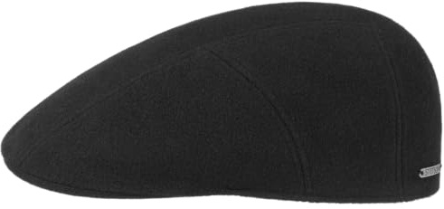 Stetson Reid Flatcap Schirmmütze meliert einfarbig Herren Herbst Winter schwarz L (58-59 cm)