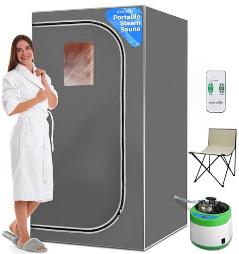 SereneLife SLISAU35GRY Sauna riscaldata per terapia a vapore per la disintossicazione personale domestica portatile