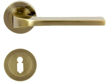 Domino Tipo-R M3 Poignée BB-Buntbart - Rosace Ronde pour Porte de Bureau, Cave et Intérieure - Ferrures en Aluminium - Bronze