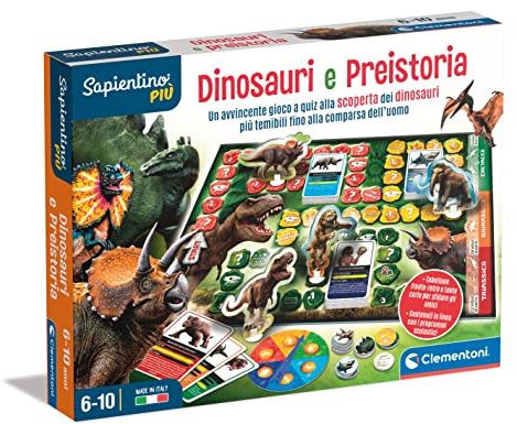 Clementoni- Sapientino Preistoria Educativo da 6 a 10 Anni (Versione in Italiano), Tavolo Bambini, Gioco Dinosauri-Made in Italy, Multicolore, 16393