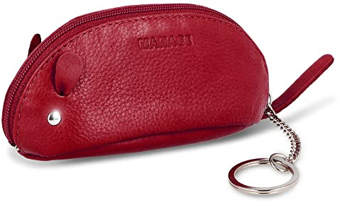 MANAGE Schlüsselmaus Schlüsseletui Schwarz aus Echtleder - Schlüsseltasche für Damen Herren - Gadget Schlüsselmäppchen Kinder - Große Farbauswahl