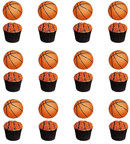 Basketball party decorations 24PCS Basketball Cupcake Toppers Basketball Birthday Cake Decorations for Basketball birthday party supplies Baby Shower Sport Birthday Party Decorations (1-basketball)