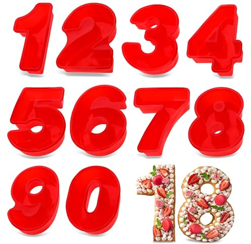 Potted Pans Cake Mold Numbers 10 Pieces - Large 10 Inch Cake Pans Set - 0 to 9 Big Number Cake Pan Shape Moulds for Baking