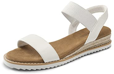 DREAM PAIRS Sandalo a Zeppa da Donna Scarpe con Tacco Basso Espadrillas Classiche con Punta Arrotondata con Fibbie e Cinturini Estate,Size 38,Bianco,SDPW2310W-E