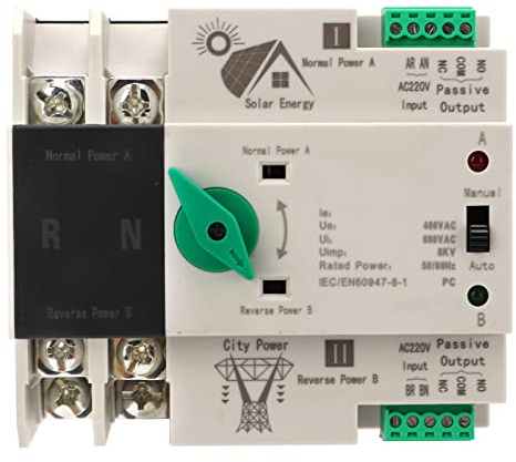 interruptor Mart Wifi,Interruptor de transferencia autom¨¢tica de doble potencia 1013220162411, 2P, controlador r¨¢pido de circuito de milisegundos, tipo PV, interruptor selector el¨¦ctrico(100A)