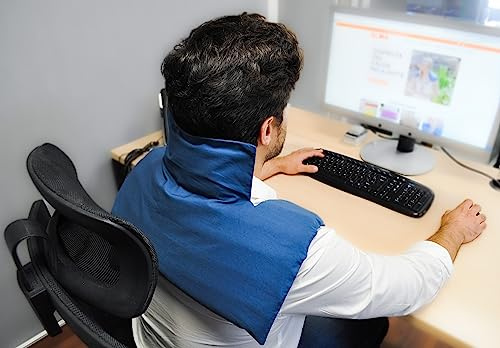 Saco Térmico De Semillas Cojín Terapéutico Hombros Extra Con Granos De Cebada 100% Natural 47x33cm – Uso Frío y Calor (Azul) - ALMA Cojines