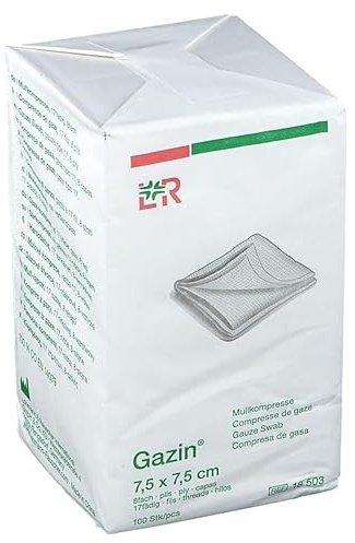 Dentalseven - Compressa Garza, Tessuto Non Tessuto, 4 Strati, 7,5 x 7,5 cm, 100pz