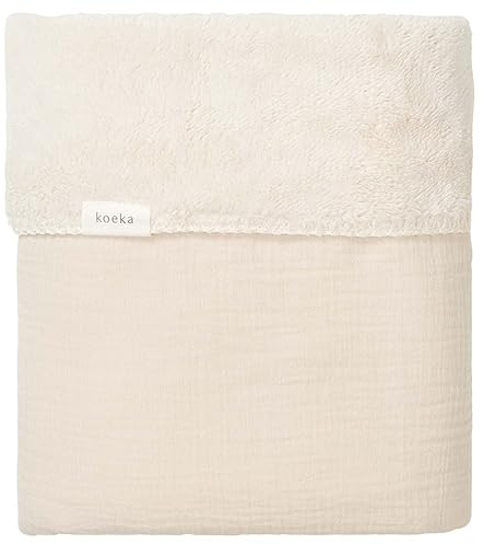 Koeka Babydecke - Kuscheldecke - Für Babywiege Und Babykorbe -mit Teddy Gefüttert - Faro - Musselin Baumwolle - Weiß - 75x100 cm