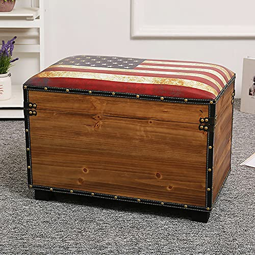 BROGEH Ottoman-Bank im Landhausstil, Kunstleder, gepolsterte Sitzbank, Bauernhaus-Bank, Wohnzimmer, Eingangsbereich, rechteckig, Schuhe, Wickelhocker, Aufbewahrungstruhe, S, 55 x 32 x 40 cm